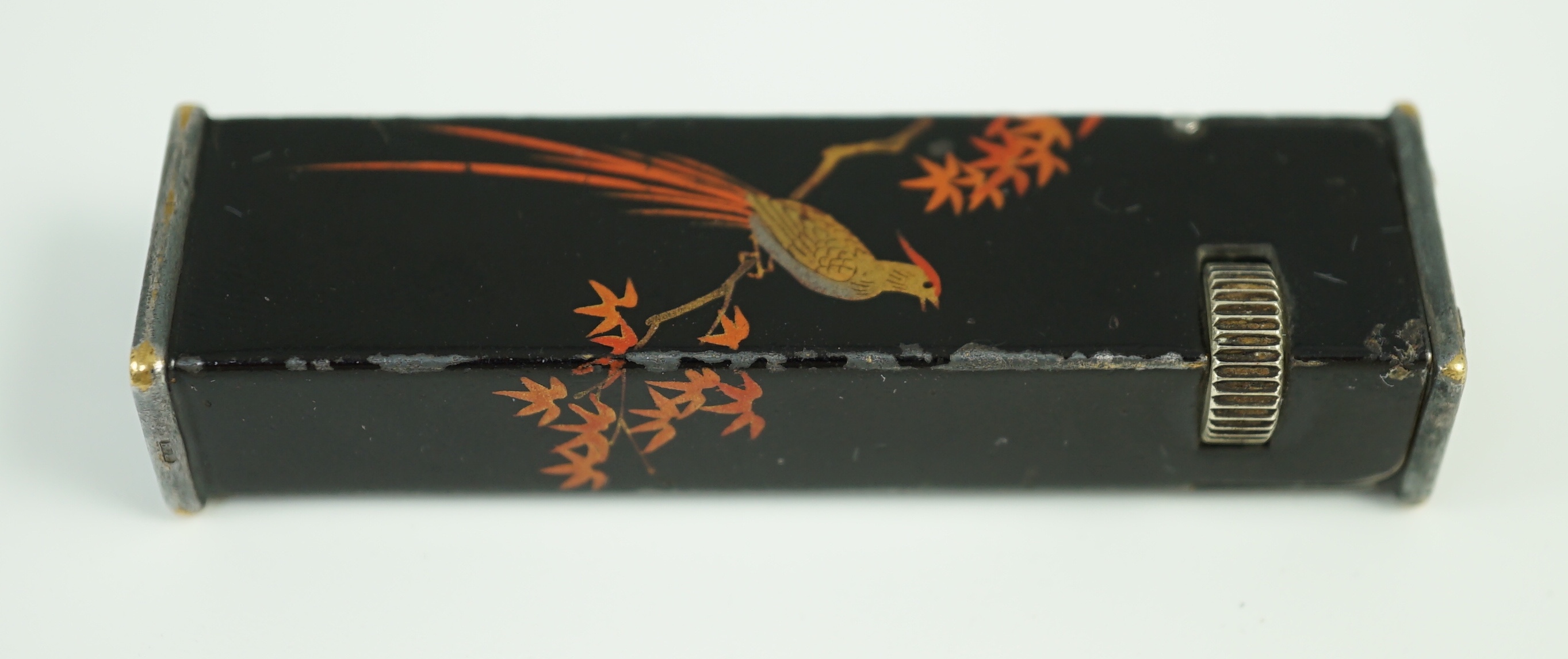 A Dunhill Namiki maki-e (lacquer) tallboy lighter, c.1930, 6.4 cm high
